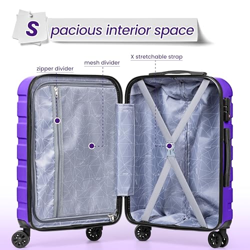 Image of AnyZip Luggage PC ABS Hardside Lightweight Suitcase with 4 Universal Wheels TSA Lock 20 24 28 Inch, Violet Purple, 3 piece set (20 /24 /28), Fashion
