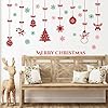 Merry Christmas Wall Decals Red Xmas Tree Snowflake Wall Stickers Removable Peel and Stick Art Murals for Bedroom Nursery Classroom Kids Room Christmas Party Decoration (Red) #4