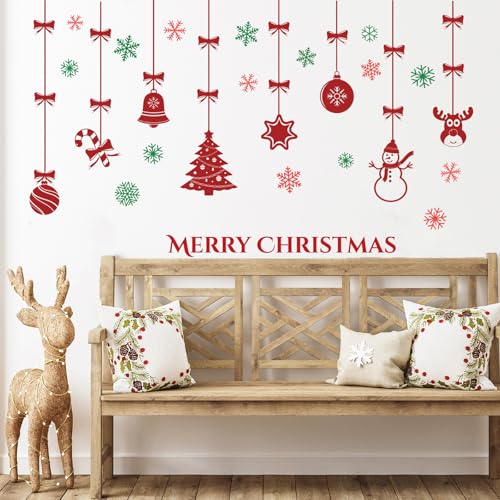 Vinilos Decorativos Navidad para Pared y Ventana Rojo