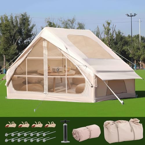 Stageya Inflatable Tents for Camping, Easy to Install Blow Up Tent with Air Pump, Waterproof and Windproof 300D Oxford Cloth Air Tents with Tear Resistant Mesh Zipper Adult 5-8 Person