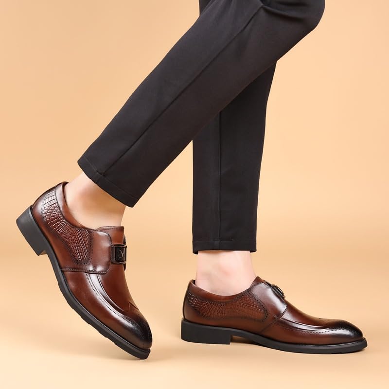 Men's Wingtip Dress Shoes Leather Lace Up Non Slip Business Derby Shoes for Men Fashion Classic Carved Leather Low Heels Dress Shoes4