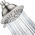 BRIGHT SHOWERS Shower Head High Pressure Rain Showerhead 5 Spray Setting Fixed Shower Head Angle Adjustable Bathroom Showerhead, Brushed Nickel