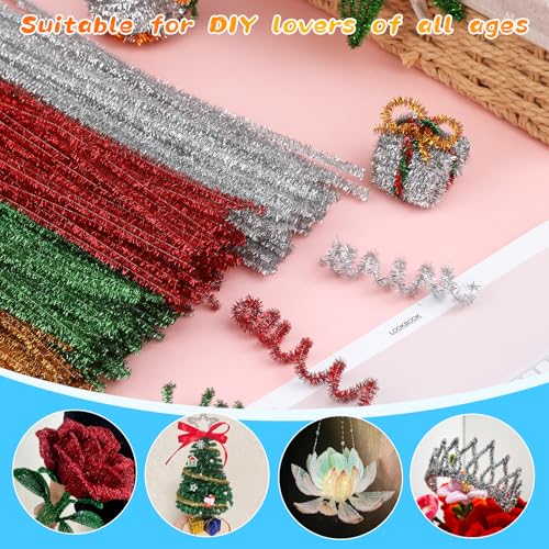 Image of ZXIIXZ 100 Pcs Pipe Cleaners, Glitter Silver Pipe Cleaner Craft Supplies