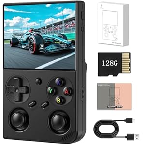 RG35XX Pro Retro Handheld Spielkonsole, 3, 5 "IPS Bildschirm Tragbare Video Spiel Konsole, gebaut in 64g+128g Karte & 8000 Spiele, Linux System Unterstützung WiFi Bluetooth(schwarz, 128G)