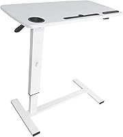 Vista 1 de Mesa para cama de hospital, mesas de cama neumáticas ajustables sobre la cama con ruedas ocultas y USB, carrito móvil para portátil y mesita