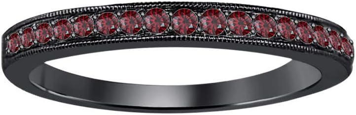 0.35 Ctw Round Cut Gemstone 14k Black Gold Plated Anniversary Wedding Band Ring for Women's.