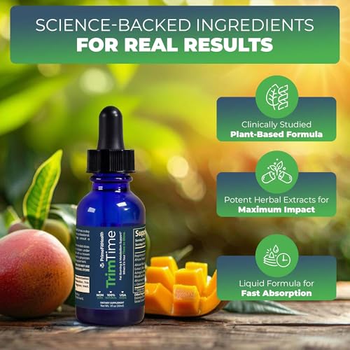TrimTime – Advanced Weight Management Drops – African Mango & Maca Extract – Supports Metabolism, Curb Cravings & Boost Energy – Fast-Absorbing Liquid Formula – 1 fl oz