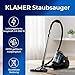 KLAMER Staubsauger Beutellos, Bodenstaubsauger ohne Beutel, Ideal für Haustierbesitzer gegen Tierhaare, 850 Watt, 9 m Aktionsradius, 3L Staubbehälter, Waschbarer Hygiene HEPA 12 Filter