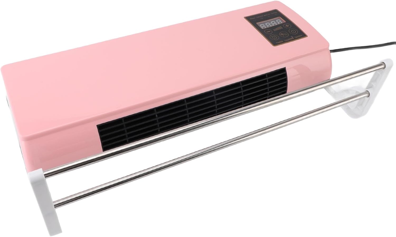 Angled view of Haofy Smart Wall Heater mounted on a wall with towel bars