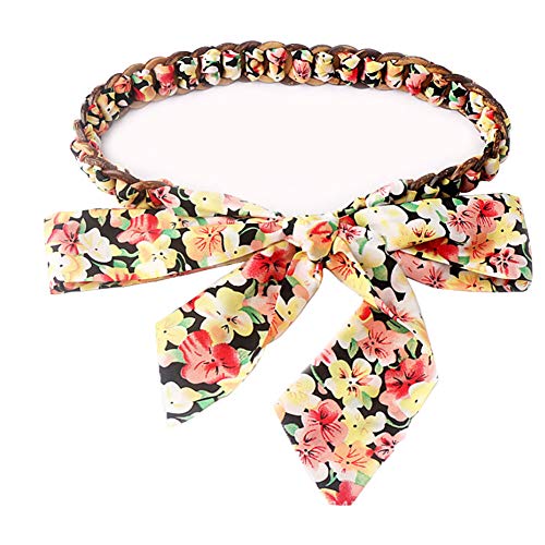 Fashion Yellow Floral Print Braid Chiffon Waist Sash Belt Waistband Cinch Belt For Dresses Jeans Coat #TOP30