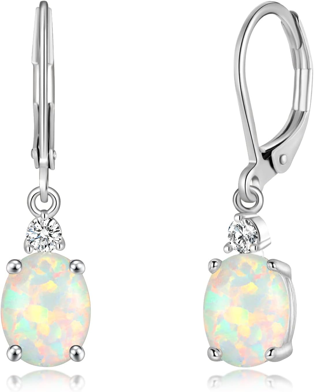 CiNily Opal Dangle Earrings for Women Trendy 14k Gold Plated Drop Dangle Earrings Created Fire Opal Drop Earrings Hypoallergenic Birthstone CZ Earrings Jewelry Gifts for Men Teen Girls