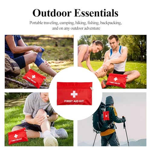 Image of First Aid Bag Empty,Mini First Aid Pouch Empty,Mini First Aid Kit Bulk,Zipper Pouches for Emergency,Travel and Outdoor (Red 12 Pack, 4.3 * 6.3 inch)