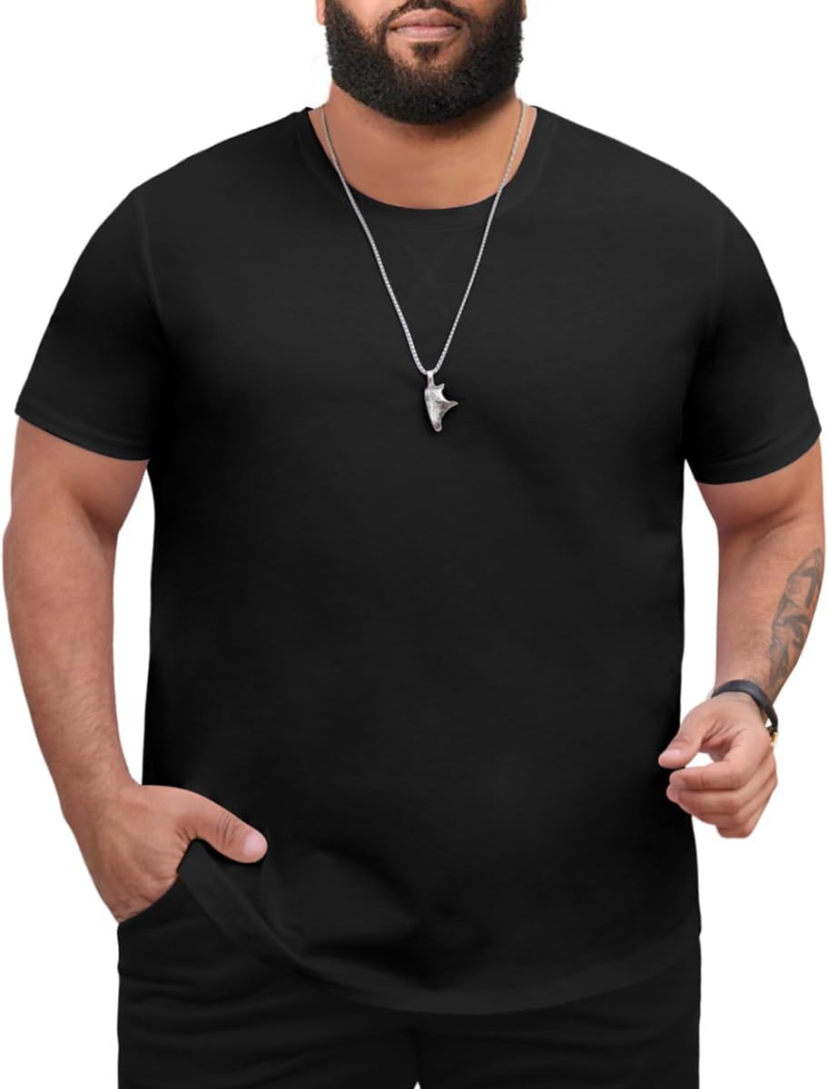 Men's 3XL-8XL Big and Tall T-Shirts Casual Stretch Short-Sleeve Shirts for Men