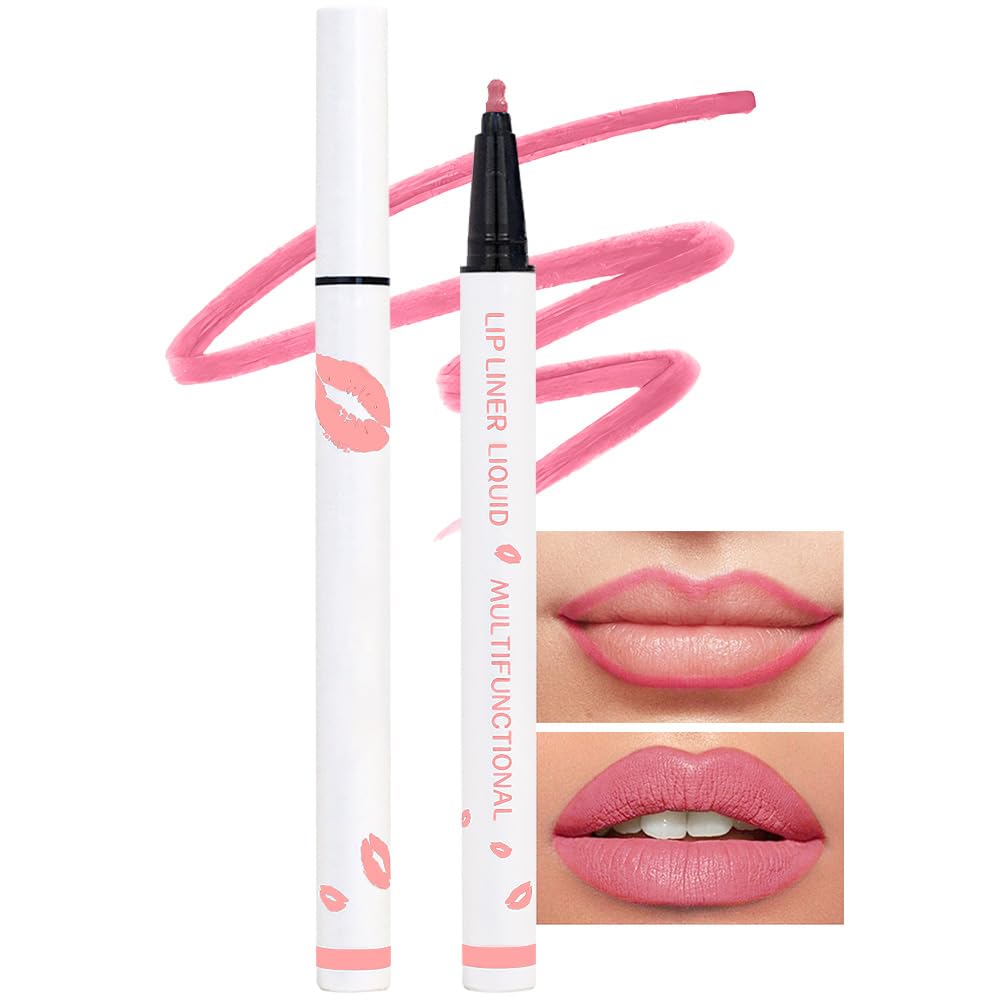 Kaely Warm Pink Longwear Liquid Lip Liner Waterproof, 24 Hour Long Lasting Lip Liner Stain Marker Pen, 2-in-1 Matte Semi Permanent Lipliner & Lipstick, Vegan & Cruelty-Free, 13