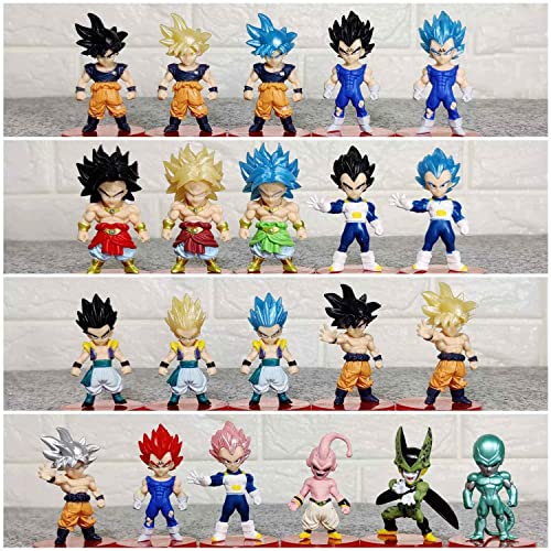 Image of Mallexo DBZ Action Figures Set 21PCs Dragn Bal Z Toys for Kids Animee Toy Set of Size 7-8 CM for Car Dashboard, Decoration, Cake, Office Desk & Study Table Multicolor (21PCs Goku)