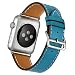 Valkit for Apple Watch Band - iWatch Bands 38mm Genuine Leather Strap iPhone Smart Watch Band Bracelet Replacement Wristband with Stainless Steel Adapter Clasp for Apple Watch 2 1, Single Tour-Blue