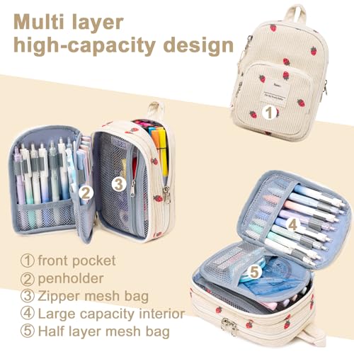Image of LEDAOU Pencil Case Cute Zipper Pencil Pouch Large Capacity Pencil Bag Organizer School Supplies for Girls Boys Kids