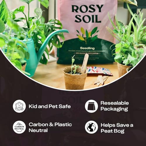 Image of Rosy Soil Seedling Seed Starter Soil Mix, Organic, Peat-Free, 4 Quarts | Worm Castings, Biochar and Mycorrhizae Blend, For Seed Germination, Microgreens, Propagation, Herbs, Vegetables, Flowers