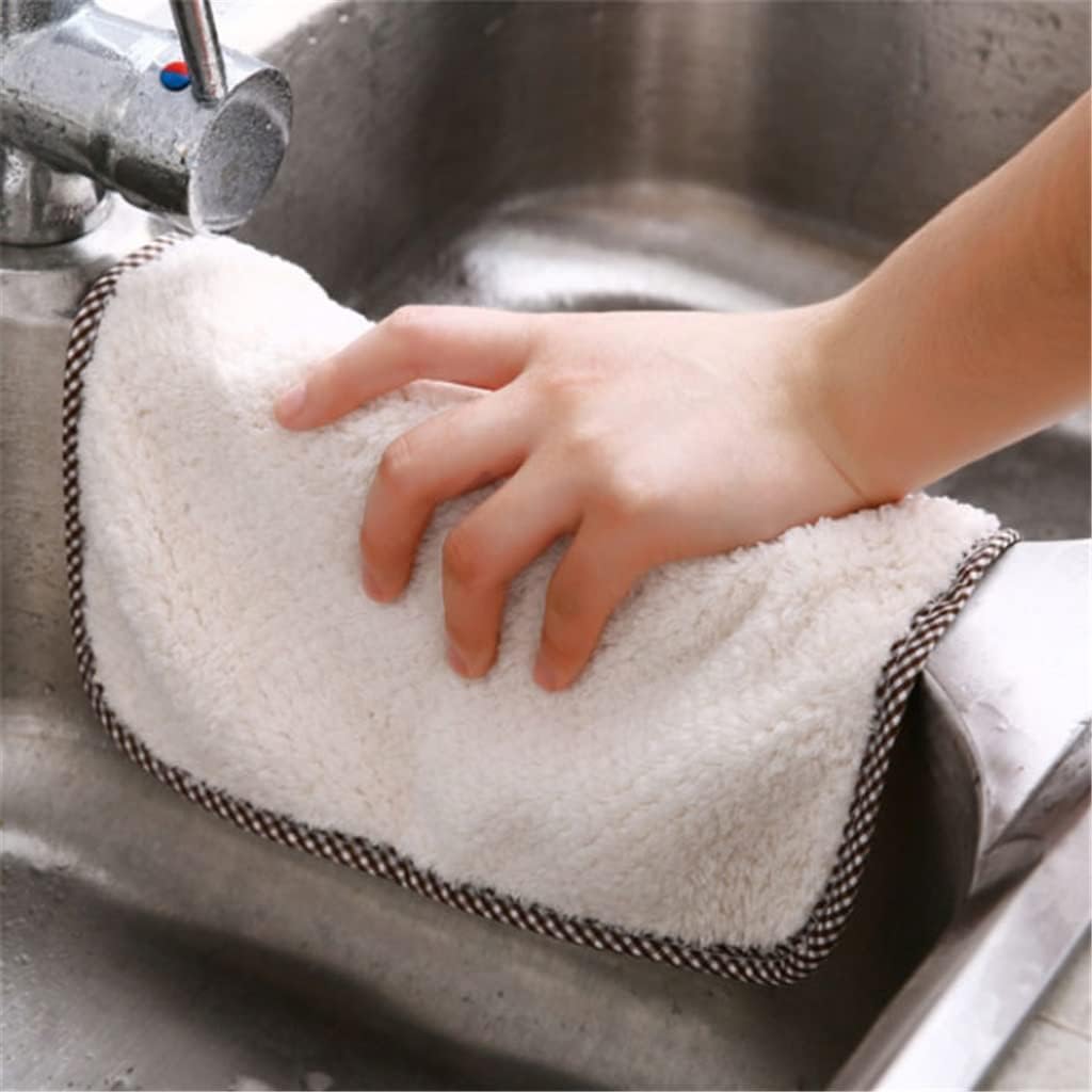 4 Packs of Household Rags Kitchen Absorbent Dish Cloth Wipe Table to Remove Oil Coral Velvet Hand Towel