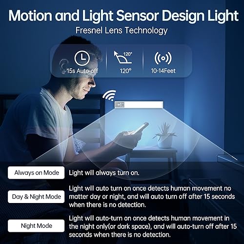 Image of Under Cabinet Light - 𝟑 𝐖𝐨𝐫𝐤𝐢𝐧𝐠 𝐌𝐨𝐝𝐞𝐬 Wireless Rechargeable LED Under Counter Light Bar, Indoor Magnetic Battery Operated Closet Lighting for Wardrobe, Closet, and Kitchen