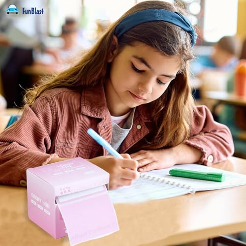 Image of FunBlast Sticky Notes Set - 256 Pcs Pull-Out With Dispenser, Self Adhesive Memo Stickers 8 Patterns Mini Pad for Office, School, Home (Pink)