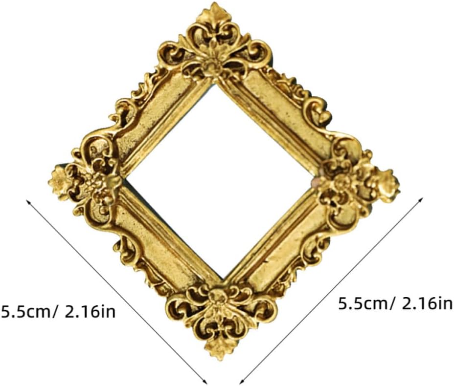 WOONEKY 2pcs Mini Vintage Picture Frames Resin Gold Baroque Decor