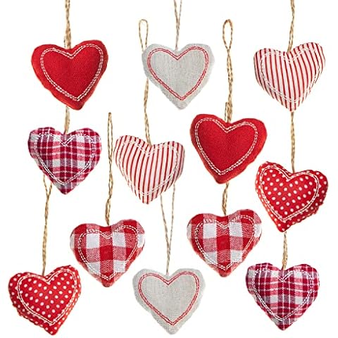 Logbuch-Verlag Pack de 12 Corazones Colgantes de Tela Cover