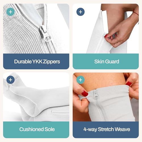 Image of TheraMagic Zipper Compression Socks for Men & Women, 20-30mmHg Closed Toe Graduated Zippered Compression Stocking