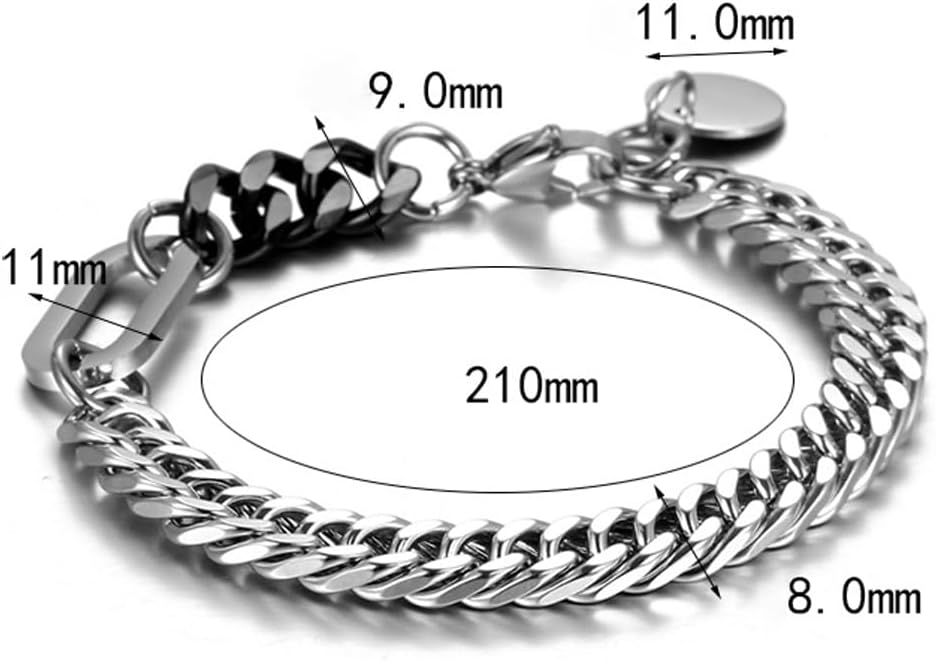Unisex Titanium Cuban Chain Bracelet - Stainless Steel Minimalist Hip Hop Link Wristband Cuff Bracelet, 21cm (8.46in) - Image 2