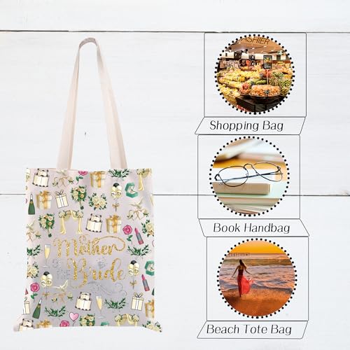 Bolso tote para madre de la novia, regalo para despedida de soltera, boda, fiesta, dama de honor, propuesta, novia, mamá, con diseño floral miniatura 4
