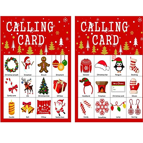 VENTDOUCE Bingo Noël pour Jeux Fête Noël en Grand Groupe pour Enfants 24 Joueu Cartes Bingo Noël pour L'école Salle Classe Famille Faveurs Fournitures Fête Noël