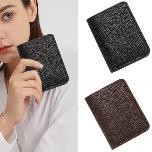 Stylish Short Pattern Card Holder Wallet License Holder with Multiple Slots Convenient for Business and (Black)2