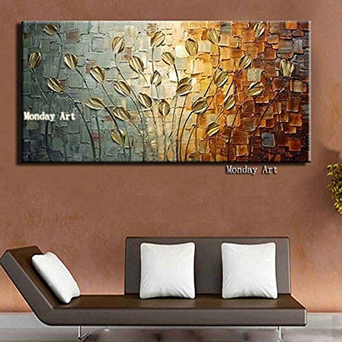 Peinture à l'huile paysage abstrait WunM Studio 50x100 cm