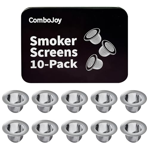 ComboJoy 10 PCS Whiskey Smoker Filter Screens, Stainless Steel Reusable Mesh Replacement Screens with Metal Tin Storage Case for Cocktail & Whiskey Smoker Kits