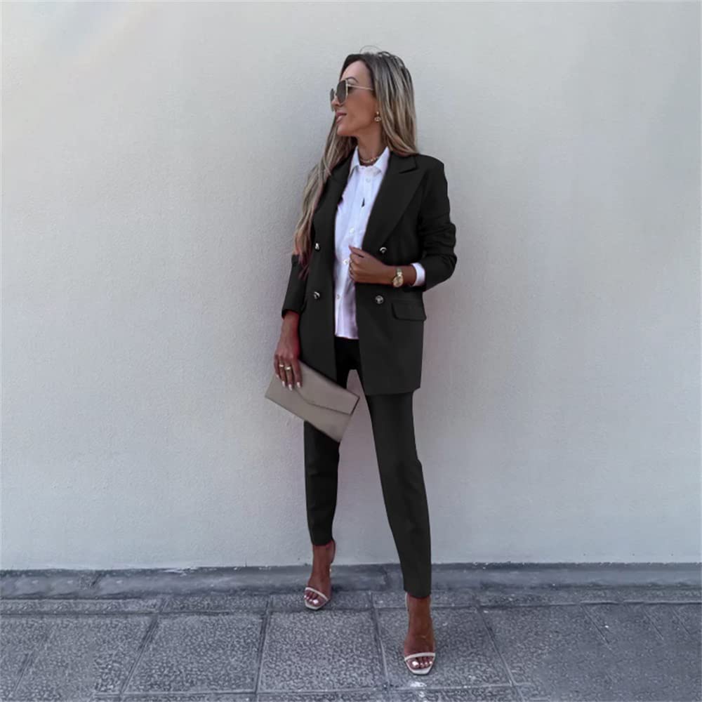 Las Mujeres de Color sólido Traje de Negocios de Manga Larga Traje Chaqueta Pantalones Traje de Moda Slim Calle Traje de Dos Piezas Pantalones Traje de Dos Piezas