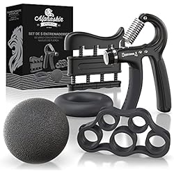 Epp Para Manos Y Brazos ALPHASKIN© Hand Grip, Accesorios para Gym, Fortalecedores de Mano para Entrenar el Agarre, la Fuerza de Los Dedos, la muñecas, el Antebrazos Fortalecer, Juego de 2 o 5