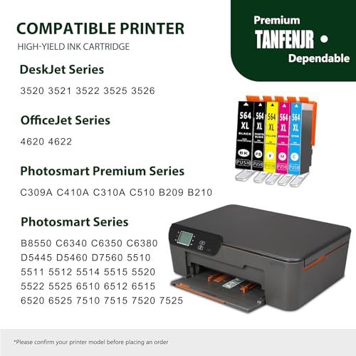 Image of 564XL High Yield Ink Cartridge Replacement for HP 564 XL 564XL Ink Cartridge with Photosmart 7520 6525 6520 3520 5520 DeskJet 3520 3522 Printer Ink (Black, Cyan, Magenta, Yellow, Photo Black, 5-Pack)