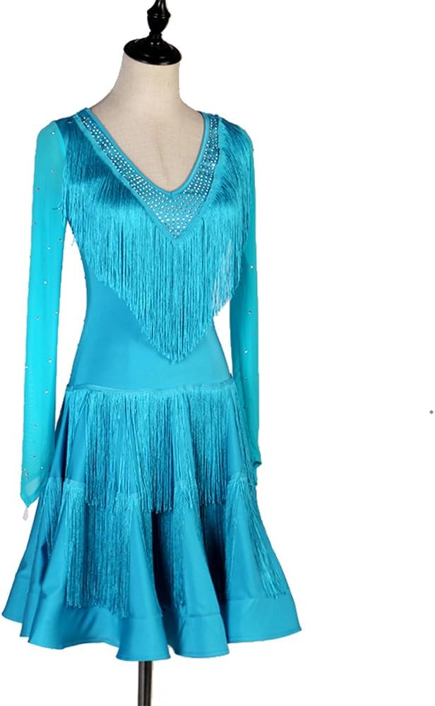 Danceand seay ...size L Women's Ballroom Tassel Latin Tango Salsa Dance Skirt Modern Waltz Cha Cha Rumba Dance Competition Costumes