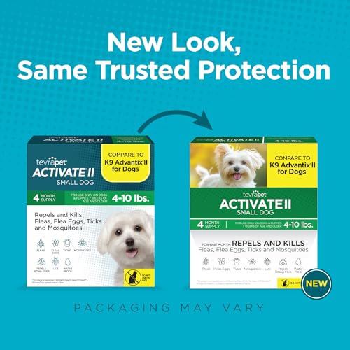 TevraPet Activate II Flea and Tick Prevention for Dogs | 4 Count | Small Dogs 4-10 lbs | Topical Drops | 4 Months Flea Treatment - Thumbnail 2
