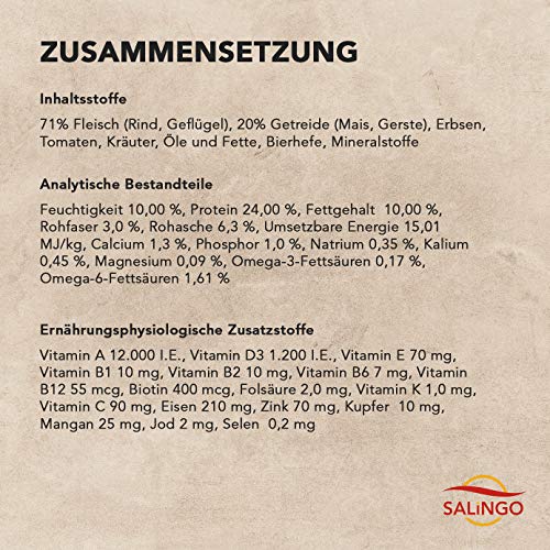 SALiNGO Premium Trockenfutter | Hundefutter trocken Rind mit Gemüse | zuckerfrei | 15 kg