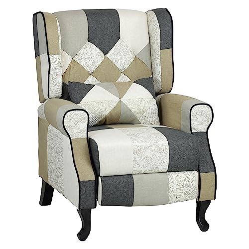 Totò Piccinni Sillón Relax reclinable con reposapiés Acolchado (Patchwork Elegant, Confort)