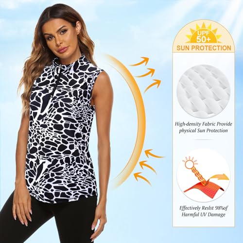 Image of Koscacy Women's Sleeveless Golf Tennis Polo Shirts Zip Up Dry Fit Workout Tank Tops Athletic Shirt