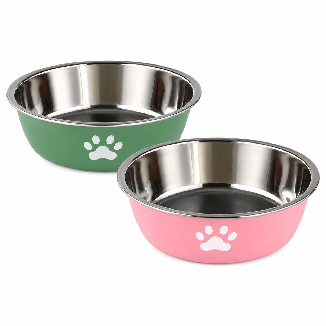 Dog Bowls 2 Pack, 750ml Stainless Steel Pet Bowls with Non Slip Rubber Base, Food and Water Bowl Set for Puppies, Cats, Rabbits and Small to Medium Dogs