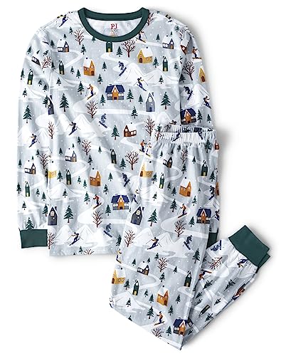 The Children's Place Group 1-Family Matching, Christmas Pajama Sets, Cotton, Blue Ski