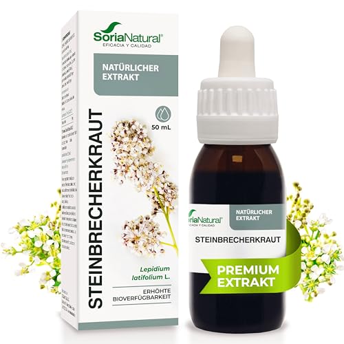 Steinbrecherkraut Tropfen Hochdosiert 50ml - Nierensteine Harnwege & Nieren - Stärker als Chanca Piedra - Stone Breaker Kidney Support - Lepidium latifolium - Soria Natural