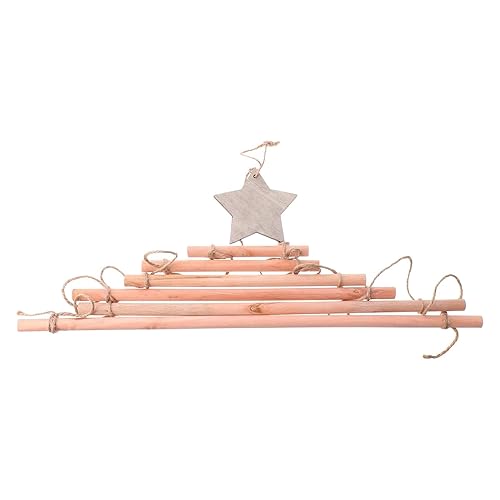 Wooden Hanging Christmas Ladder Decoration with Natural Branches, Rustic Xmas