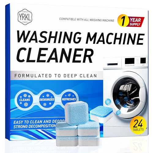 Image of Washing Machine Cleaner Tablets - 24-Pack Deep Cleaning & Descaler for HE, Front Load & Top Load washer cleaner tablets, Septic-Safe, 12-Month Supply