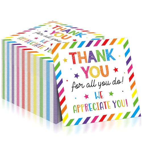 Chiisong 100 Pieces Thank You Napkins We Appreciate You Napkins Decorations Employee Teacher Doctor Volunteer Appreciation Decorations(Colorful Strips)