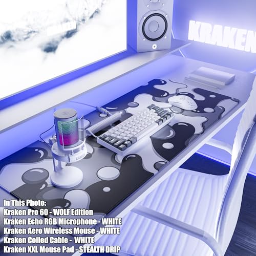 Kraken Keyboards DRIP Edition XXL Black & White Gaming Mouse Pad - Professional Artisan Mouse Pad - Black & White Gaming Desk Mat - 36" x 16" Thick Extended XXL Gaming Mouse Pad (Stealth) - Image 4