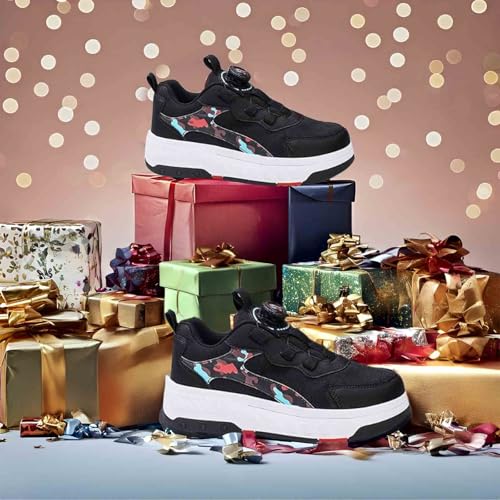 Roller Skate Shoes with 4 Detachable Wheels, Kids Skateboarding Shoe Slip in Raller Sneakers for Girls Boys Birthday Thanksgiving Christmas Day3